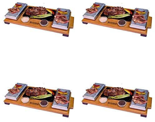 Piedra para carne 10x20 con plato de pizarra Promo 4 unidades Modelo Compartir Personalizado