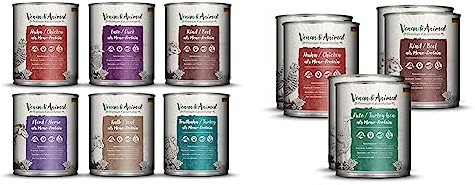 Venandi Animal Premium Nassfutter für Katzen & Premium Nassfutter für Katzen, Probierpaket I, Huhn, Pute, Rind, 6 x 800 g, getreidefrei und naturbelassen, 4.8 kg