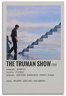 Filmposter The Truman Show, ästhetische Leinwand, Poster, Raumdekoration, Wandkunst, Poster, Dekoration, Poster, 30 x 45 cm, ungerahmt