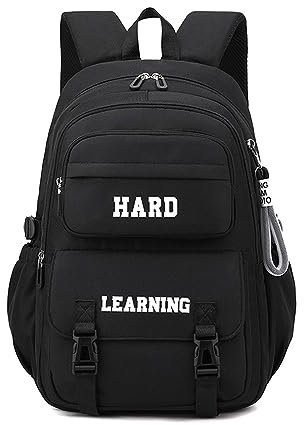 FANDARE Schulranzen Mädchen Junge Schulrucksack Lässig Rucksack Büchertaschen für Grund-, Mittel- und Oberschüler Hochschule Damen Schultertaschen für Uni Reisen Freizeit Daypacks Schwarz