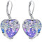 Eusense Boucles d'oreilles Arbre De Vie en Cristal Pour Femmes Boucles d'oreilles en Argent 925 Avec Cœur en Cristal Violet Bijoux Cadeaux pour Femmes Filles