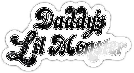 Spreadshirt Harley Quinn Daddy's Lil Monster Sticker Aufkleber, 10 x 10 cm, Weiß glänzend