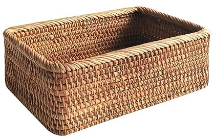 HoveeLuty CANAS DE ALGANO DE Rattan Casas DE Banco RECTANO RECTANGO Bandeja de Mimbre Rectangular Bandeja de la Bandeja de ratán Casas de Mimbre de Mimbre, marrón