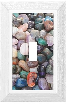 Kipp-Wandplatte, Holzmaserung, Duplex-Wandplatten für Steckdosen, Lichtschalter-Abdeckplatte, bunte Kopfsteinpflaster, Schalterplatte, 12,4 x 8 cm