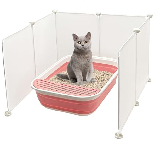 VCEPJH Cat Litter Box Enclosure Splash Guard Extra Large High Wall Pee Shields DIY Privacy Screen for Litterbox Barriers L24 xW22.8xH15.7 in White (Kitty Boxes Not Included)