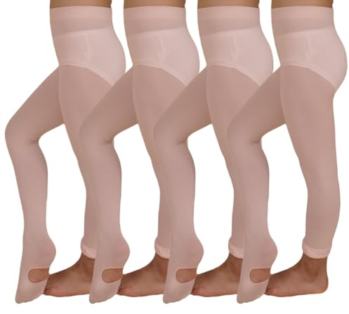AQUILONE Collant Convertibile 60 Denari, Collant Bambina Calze Danza e Ginnastica Ritmica Tinta Unita, Calzamaglia con Foro Sotto Piede Microfibra 3D - Made in Italy