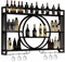Wall Mounted Wine Rack, Modern Metal Wall Hanging Wine Racks, Wine Shelf with Glass Rack, Multifunctional Wine Racks Wall Mounted , Round Wine Holder Cabinet for Home Restaurant Bars (Black, 140cm)