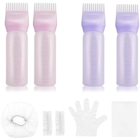8 pcs Root Comb Applicator Bottle Hair Oil Applicator Bottle Hair Dye Brush Bottle Hair Oil Applicator Bottle Applicator Bottle for Hair Root Comb Color Applicator Bottle Squeeze Bottle