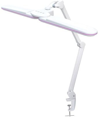 Neatfi Elite HD XL Lampe de travail, 3 modes d'éclairage, 90 LED SMD, lampe LED pour le soin des yeux, gradation non polaire (CCT avec Pince, Anneau Rose, 45 CM)