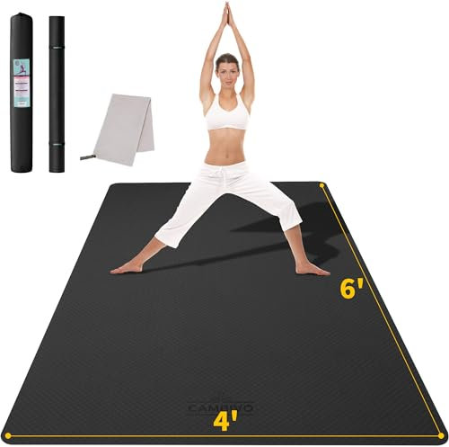 CAMBIVO Yogamatte XXL, Yoga Matte 183cm x 122cm x 10mm, Trainingsmatte Fitnessmatte Extra-Dick, Breite Sportmatte Rutschfest, TPE Gymnastikmatte mit Handtuch, für Pilates, Gym, Zuhause, Workout