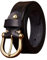 NALANY Gürtel Leder 5.5mm Dick Schwarz Genarbt- Prägung, Blume- Gürtelriemen Aus Rindsleder in 3.8cm Breite- Ledergürtel mit Retro-Design Gold Dornschließen in Hufeisenform(100cm/waist:33, Black)