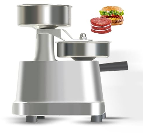 Stainless Steel Burger Press Machine, Commercial Burger Patty Maker with a Paper Holder/500 Pcs Patty Papers, 4-inch (100mm) Diameter, Time and Labor Saving, for Outdoor Stalls, Hotels