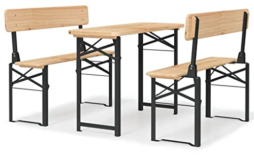 KTHLBRH 3-TLG. Biertisch-Set Klappbar Massivholz Tanne Terrassenmöbel-Sets Outdoor-Möbel-Sets Gartenmöbel-Sets für Gärten, Terrassen und Balkone