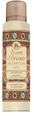TESORI D’ORIENTE aromatisches Parfum Deodorant 'Byzantium' 150 ml, mit schwarzer Rose & Labdanum, 24 h Schutz, Wellness-Ritual für Körper & Sinne