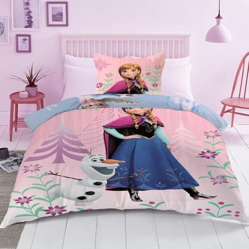 EUBSWA Juego de ropa de cama de 2 piezas con Anna Elsa, algodón suave, resistente a la decoloración, juego de cama para niños y niñas