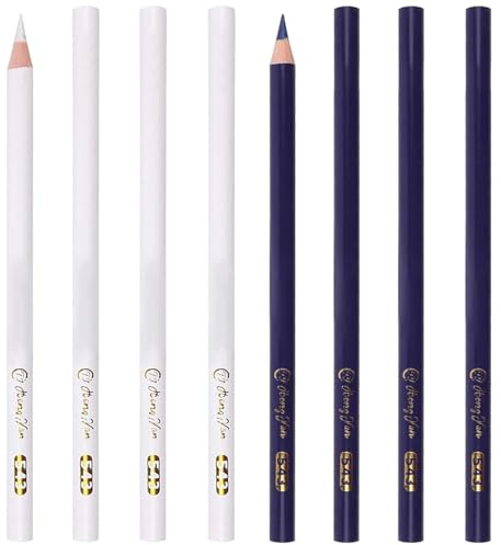 WERIGONI Set di 8 Pennarelli da Cucito, Gesso da Sarto, Gesso da Sarto Solubile in Acqua per Tagliare Tessuti, Abiti, Custodia in Legno