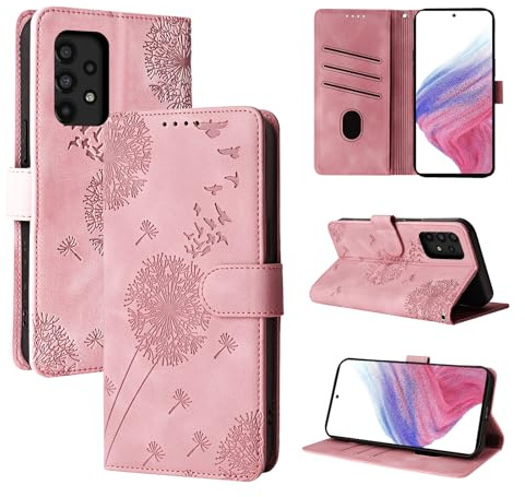 Rostsant Handyhülle für iPhone 12 Pro Max 6.7 Zoll Löwenzahn PU Leder iPhone 12 Pro Max 6.7 Flip Case Brieftasche Tasche Hülle Magnetisch Handyhülle für iPhone 12 Pro Max 6.7 Zoll Roségold