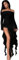 Gkaopi Women's Sexy Long Sleeves Black Midi Dress - Strapless Ruffle Slim Fit Bodycon Dress with Backless High Slit for Party, Evening, Clubbing, Cocktail & Bridesmaid Occasions (M)