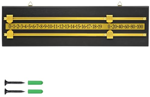 Naissgo Billard-Anzeigetafel, Snooker-Anzeigetafel, Wandmontage, Holz, Spielerberechnungszahlenwerkzeuge mit Messingschiebern, ideal für Zuhause oder Club