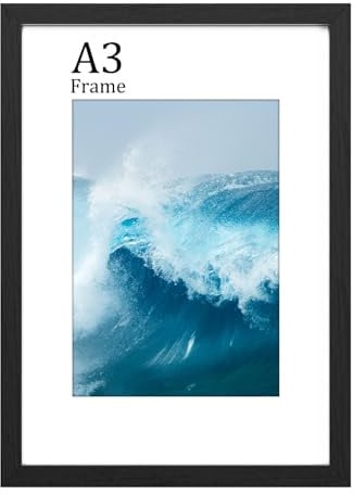 A3 Picture Frame, Black Wooden A3 Photo Frames, with A4 Mount