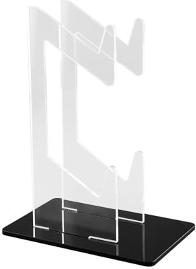 Tabanzhe Game Controller Holder – Universal Double-Layered Acrylic Gaming Controller Stand with Headphones Headset Organizer, Dual Gamepad Display Holder for Desk Table Gaming Accessories (Black)