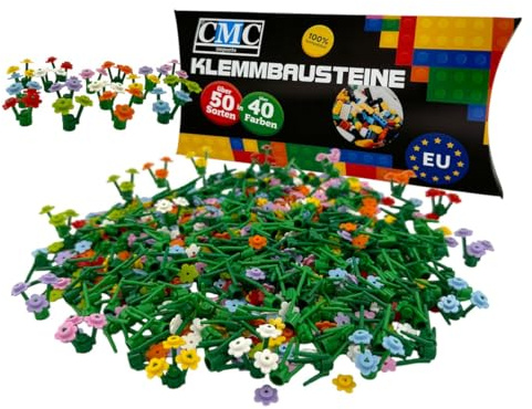 CMC imports 800 teilig Pflanzen Blumen Blüten Flower Pflanze Klemmbausteine Bausteine Kompatibel Blätter Stengel für Garten City Deko Wald Kreatives DIY-Bauset