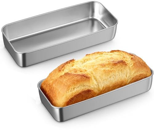 UOSIWYA 2 Pcs 3lb Loaf Tin, Bread Loaf Tins for Baking Stainless Steel Large Bread Baking Pan for Banana Toast Meatloaf Lasagna Dishwasher Safe (33x15x6,2cm)