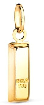 Colgante en Oro de 18k chapa lingote hueco con 15mm. acabado brillo