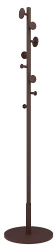 HEXIM Garderobenständer Holz freistehend Walnuss - Stabiler Kleiderständer 175cm mit massivem Standfuß & 8 Haken - Platzsparende Standgarderobe & Flurgarderobe aus Holz, 3 Größen