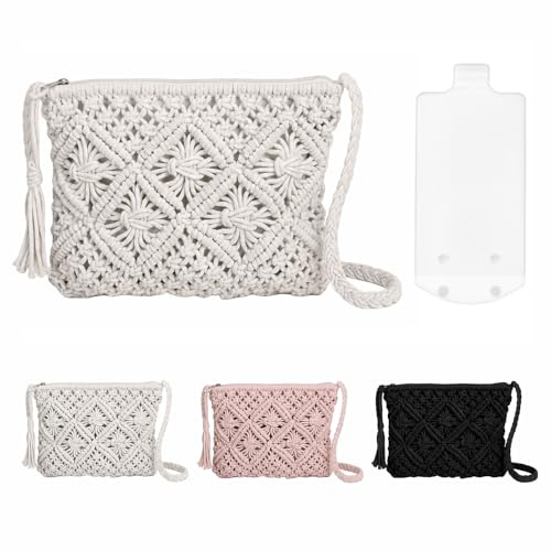 Yizzen Beach Bag, Straw Beach Crossbody Bags for Women, Summer & Holiday Tote Bags, Small Woven Bag With Zip for Travel Vacation Outdoor Shopping Daily Use Clutch Handbag, Waterproof Phone Pouch