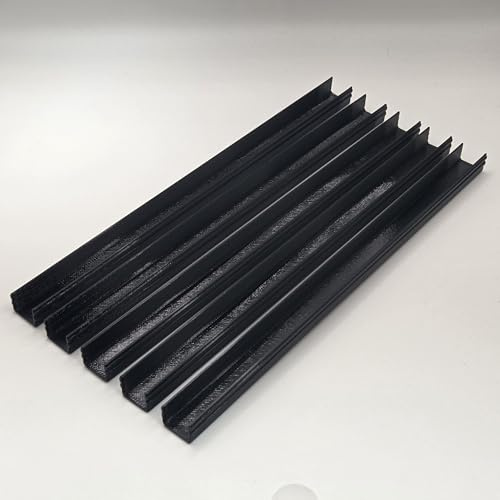 Acoustic Slat Wall Cable Management Cover for 13mm Panel Gaps - 1m TV Cable Trunking (5-Pack 200mm Strips) Push Fit Decorative Concealer, Black