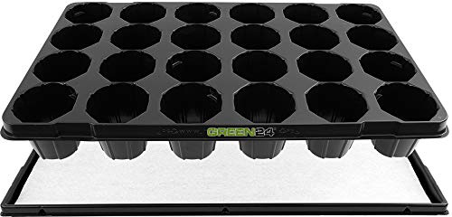 GREEN24 Anzucht-Set 24-PRO - automatische Bewässerung. 24er Topfplatte + Wasserwanne + Kapillarmatte