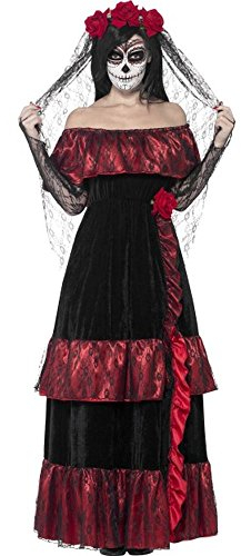 Smiffys Costume mariée jour des morts, avec robeet voile rose Halloween