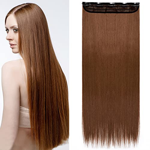S-noilite Fashion 26 Inches (66cm) Half Full Head One Piece 5clips Clip in Hair Extensions Long Straight Extension(Light Brown)