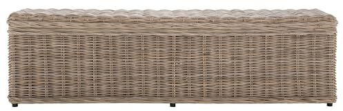 SAFAVIEH Home Collection – Caius Natural Wicker Storage Bench, Rustic Rattan Bench with Hinged Lid for Bedroom or Entryway, Fully Assembled (SEA7017A)