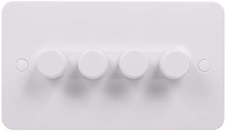 Schneider Electric Lisse White Moulded - 4 Gang 2 Way Dimmer Light Switch, 250 W/250 VA, GGBL6042CS, White