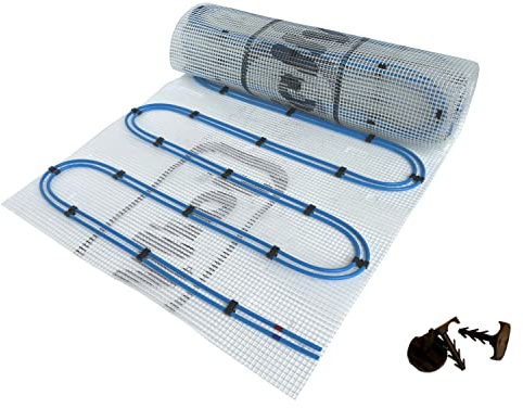Dünnbett Warmwasser Fußbodenheizung HoWaTech Duo Komplett Set 2,5-20m² Doppelrohr Heizmatte 80 W/m² inkl. Anschlussverteiler und Montagematerial, Heizfläche:2.50m²