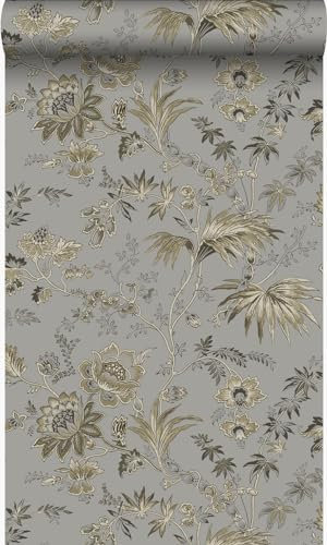 Origin Tapete Blumen Taupe Grau und Braun 53 cm x 10.05 m