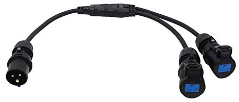 PCE 16A Moulded Y Split 2.5mm Y Connector Lead Adaptor Power Cable Splitter Marquee DJ