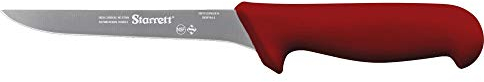 Starrett Professional Stainless Steel Narrow Straight Boning Knives 6-inch (150mm), Red