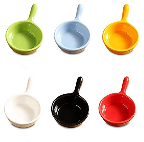 Lot de 6 Mini Bols colorés en céramique pour Sauce Ketchup, Condiments, assaisonnement, Sauce soja, ramequins empilables avec poignée