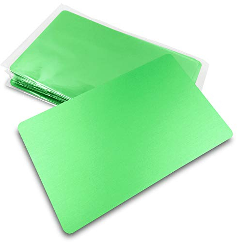 Ebamaz - Placa de metal anodizado para tarjetas de visita, etiqueta para regalo, 86 x 54 x 0,8 mm, color Verde, en blanco, 10 unidades. 86X54X0.8mm (3.4X2.1X0.031 inch)