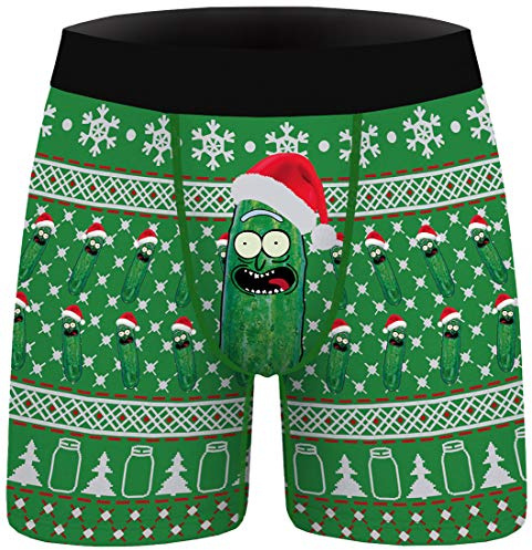 PANOZON Herren Boxershorts 1-Pack Weiche und Ideale Passform Unterwäsche von Weihnachten (grün012,M)