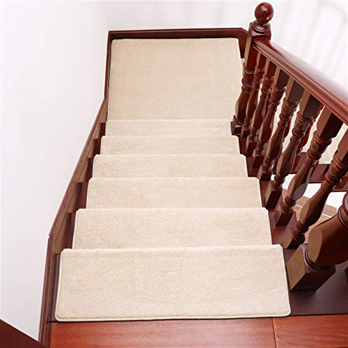 LIVEINU Selbstklebend Stufenmatten Treppen Teppich Halbrund Waschbar Starke Befestigung Anthrazit Klassisch Treppen-Matten 75x24cm (15 Stück) Beige
