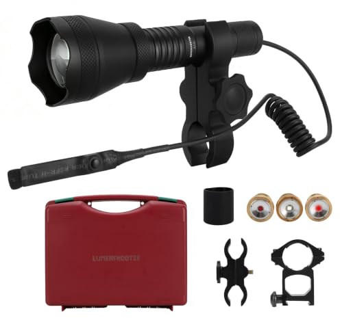 LUMENSHOOTER A10 Ultimate - Linterna de caza verde de 1000 lúmenes con escudo de halo de goma, linterna infrarroja roja y blanca de 850 nm, luz infrarroja infrarroja de largo alcance para depredador