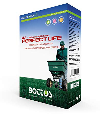 Bottos Perfect Life 2 kg Concime per Prato Spinta Vegetativa Tappeto Erboso Giardino