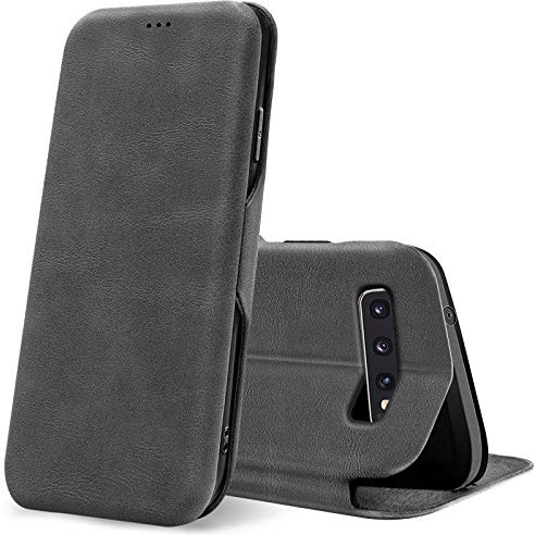 CoolGadget Klapphülle für Samsung Galaxy S10, PU Leder, Kartenfach, Magnetverschluss, Standfunktion, Rundumschutz - Grau