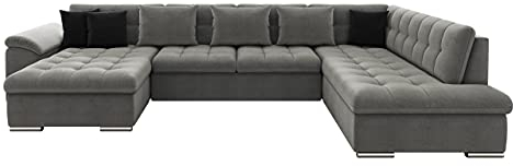 Mirjan24 Eckcouch Ecksofa Niko Bis, Design Sofa Couch mit Schlaffunktion und Bettkasten U-Sofa Farbauswahl Wohnlandschaft vom Hersteller (Ecksofa Links, Manila 16 + Manila 16 + Manila 18)