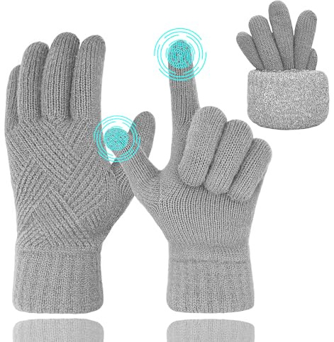 ehsbuy Winter Gloves for Women Knit Thermal Warm Fleece Lined Touch Screen Gloves for Outdoor Sports