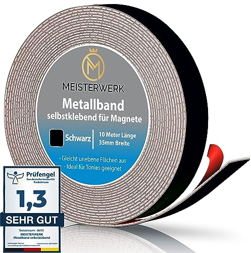 MEISTERWERK Metallband Selbstklebend für Tonies, Magnete & Tonie Tribüne | Mit Starkem Schaumstoffkleber | Magnetband | Magnetleiste